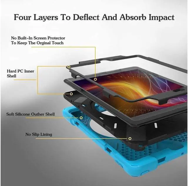 Alt view image 6 of 7 - BONAEVER For iPad Air Case Protective Cover for Apple iPad Air 1 Stand Generation Model A1474 A1475 A1476 With 360 Degree Stand and Grip Shoulder Strap