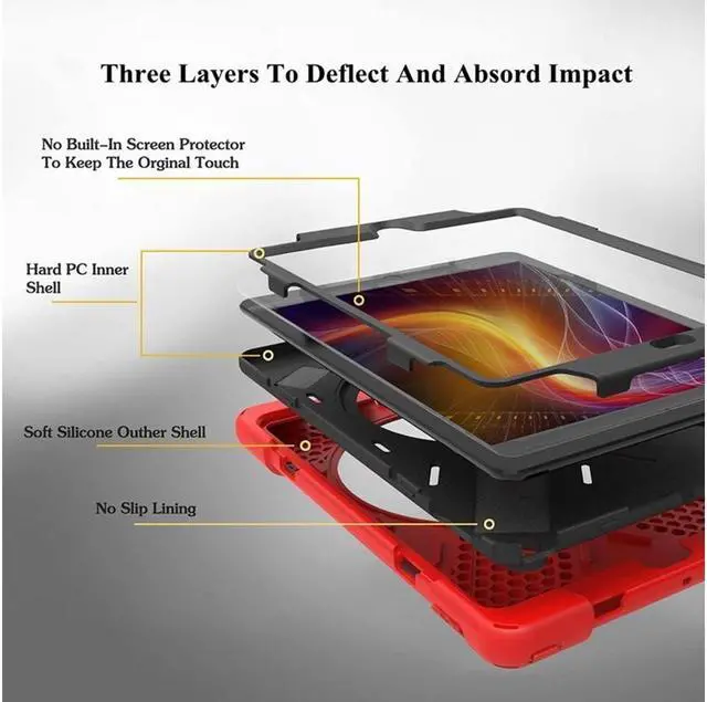 Alt view image 3 of 7 - BONAEVER For iPad Air Case Protective Cover for Apple iPad Air 1 Stand Generation Model A1474 A1475 A1476 With 360 Degree Stand and Grip Shoulder Strap