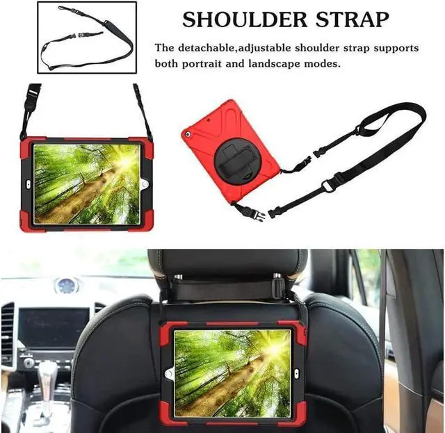 Alt view image 6 of 7 - BONAEVER For iPad Air Case Protective Cover for Apple iPad Air 1 Stand Generation Model A1474 A1475 A1476 With 360 Degree Stand and Grip Shoulder Strap