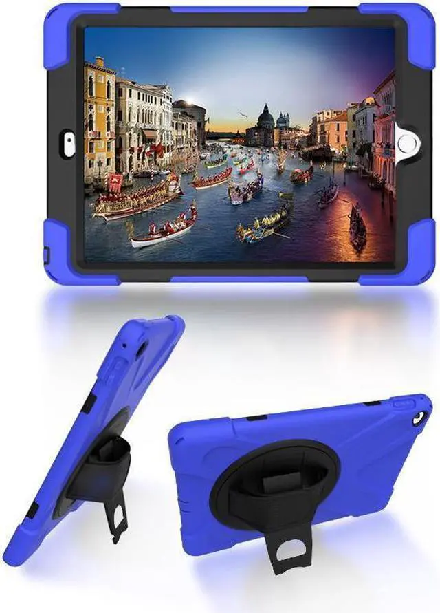 Alt view image 3 of 7 - BONAEVER For iPad Air 2 Case 9.7 Inch 2014 Case Model A1566 A1567 with Stand Strap Rugged Rubber Protective Cover for iPad Air 2nd Generation
