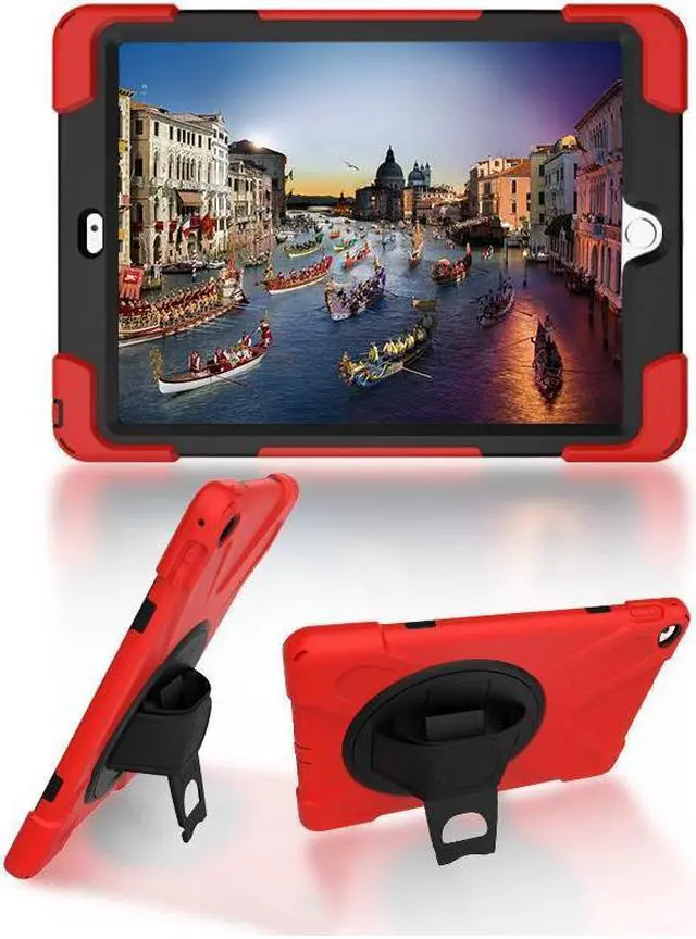 Alt view image 4 of 4 - BONAEVER For iPad Air 2 Case 9.7 Inch 2014 Case Model A1566 A1567 with Stand Strap Rugged Rubber Protective Cover for iPad Air 2nd Generation