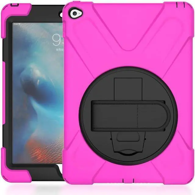 Alt view image 4 of 7 - BONAEVER For iPad Air 2 Case 9.7 Inch 2014 Case Model A1566 A1567 with Stand Strap Rugged Rubber Protective Cover for iPad Air 2nd Generation