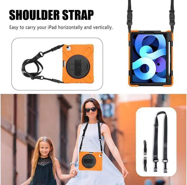 Alt view image 4 of 7 - BONAEVER Case for iPad Air 5 10.9 2022 / Air 4 10.9 2020 / iPad Pro 11 Inch 2021 2020 2018 Shockproof Cover with Pencil Holder Stand and Shoulder Strap