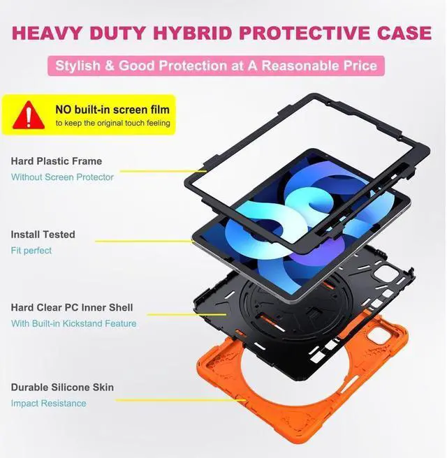 Alt view image 7 of 7 - BONAEVER Case for iPad Air 5 10.9 2022 / Air 4 10.9 2020 / iPad Pro 11 Inch 2021 2020 2018 Shockproof Cover with Pencil Holder Stand and Shoulder Strap