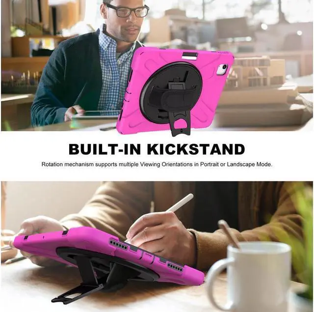 Alt view image 3 of 7 - BONAEVER Case for iPad Air 5 10.9 2022 / Air 4 10.9 2020 / iPad Pro 11 Inch 2021 2020 2018 Shockproof Cover with Pencil Holder Stand and Shoulder Strap