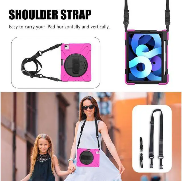 Alt view image 5 of 7 - BONAEVER Case for iPad Air 5 10.9 2022 / Air 4 10.9 2020 / iPad Pro 11 Inch 2021 2020 2018 Shockproof Cover with Pencil Holder Stand and Shoulder Strap