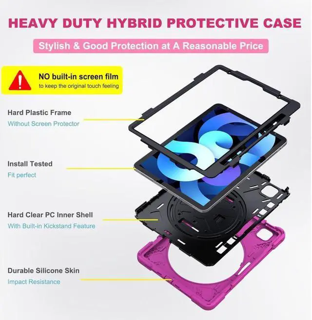 Alt view image 7 of 7 - BONAEVER Case for iPad Air 5 10.9 2022 / Air 4 10.9 2020 / iPad Pro 11 Inch 2021 2020 2018 Shockproof Cover with Pencil Holder Stand and Shoulder Strap
