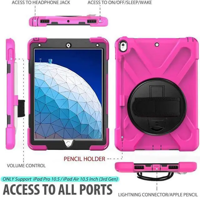 Alt view image 2 of 6 - BONAEVER For iPad Air 3 (3rd Generation) 10.5 inch 2019 Case iPad Pro 10.5 inch 2017 Case - Protective Cover with Pencil Holder Stand and & Shoulder Strap