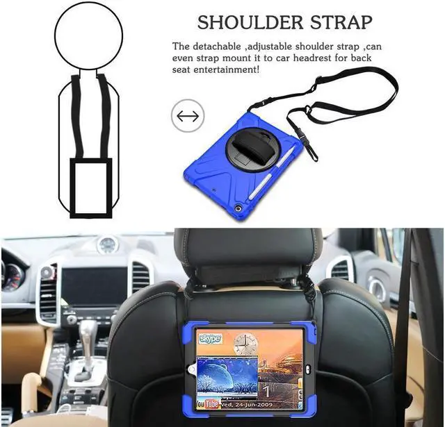 Alt view image 3 of 7 - BONAEVER Case for iPad 9.7 inch 2018 2017 iPad 6th 5th Generation with Pencil Holder Shockproof Cover with Stand and & Shoulder Strap
