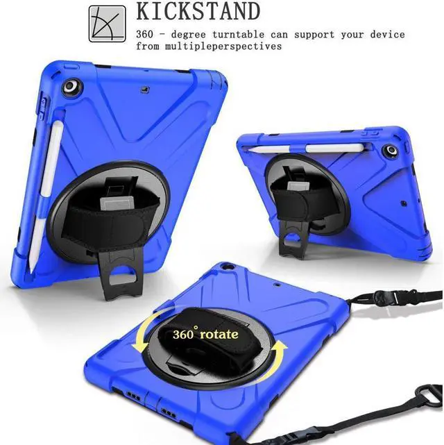 Alt view image 2 of 7 - BONAEVER Case for iPad 9.7 inch 2018 2017 iPad 6th 5th Generation with Pencil Holder Shockproof Cover with Stand and & Shoulder Strap
