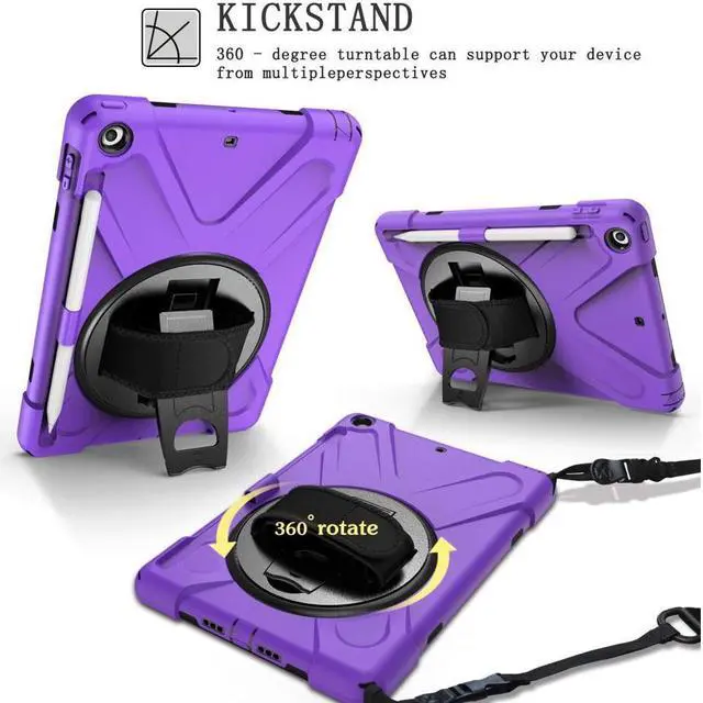 Alt view image 2 of 7 - BONAEVER Case for iPad 9.7 inch 2018 2017 iPad 6th 5th Generation with Pencil Holder Shockproof Cover with Stand and & Shoulder Strap