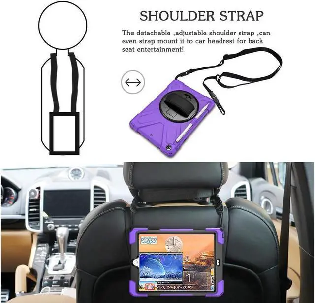Alt view image 3 of 7 - BONAEVER Case for iPad 9.7 inch 2018 2017 iPad 6th 5th Generation with Pencil Holder Shockproof Cover with Stand and & Shoulder Strap