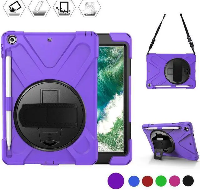 Main image of BONAEVER Case for iPad 9.7 inch 2018 2017 iPad 6th 5th Generation with Pencil Holder Shockproof Cover with Stand and & Shoulder Strap
