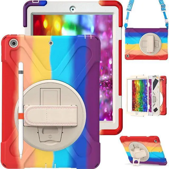 Main image of BONAEVER For iPad Case 6th 5th Generation Case iPad 9.7 inch 2018 2017 Protective Cover with Pencil Holder Shoulder Strap Hand Strap Stand and