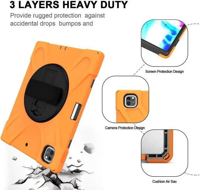 Alt view image 5 of 7 - BONAEVER For iPad Pro 12.9 Case 2020 2018 - Shockproof Cover with H & Shoulder StrapPencil Holder Stand and for iPad Pro 12.9 4th Gen 2020 3rd Gen 2018