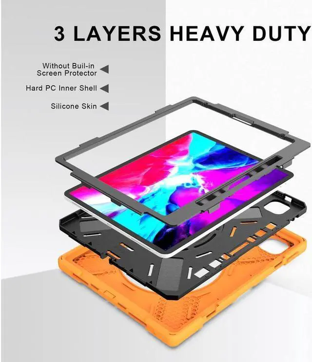 Alt view image 6 of 7 - BONAEVER For iPad Pro 12.9 Case 2020 2018 - Shockproof Cover with H & Shoulder StrapPencil Holder Stand and for iPad Pro 12.9 4th Gen 2020 3rd Gen 2018