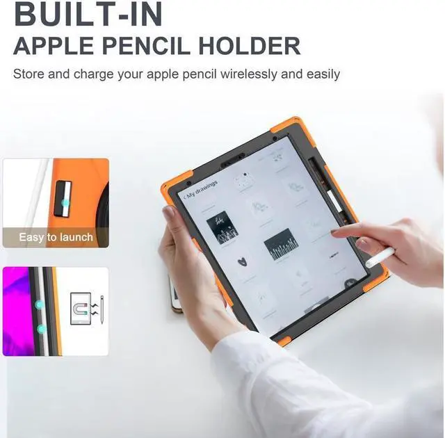 Alt view image 7 of 7 - BONAEVER For iPad Pro 12.9 Case 2020 2018 - Shockproof Cover with H & Shoulder StrapPencil Holder Stand and for iPad Pro 12.9 4th Gen 2020 3rd Gen 2018