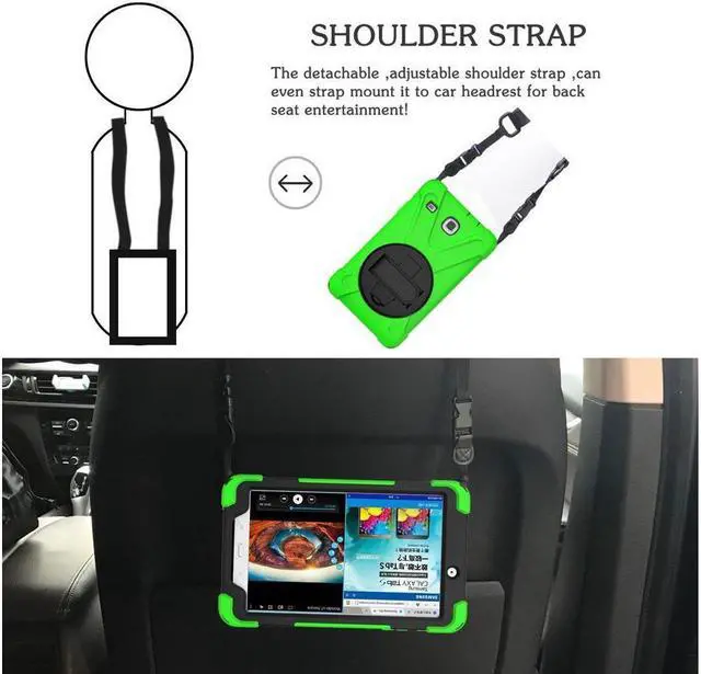 Alt view image 3 of 7 - BONAEVER For Samsung Galaxy Tab E 8.0 Case Model SM-T375 SM-T377 SM-T378 Shockproof Protective Cover with Stand and Strap Shoulder Strap