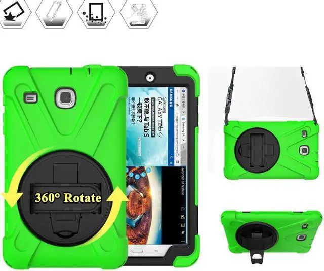 Alt view image 5 of 7 - BONAEVER For Samsung Galaxy Tab E 8.0 Case Model SM-T375 SM-T377 SM-T378 Shockproof Protective Cover with Stand and Strap Shoulder Strap