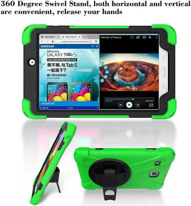 Alt view image 7 of 7 - BONAEVER For Samsung Galaxy Tab E 8.0 Case Model SM-T375 SM-T377 SM-T378 Shockproof Protective Cover with Stand and Strap Shoulder Strap