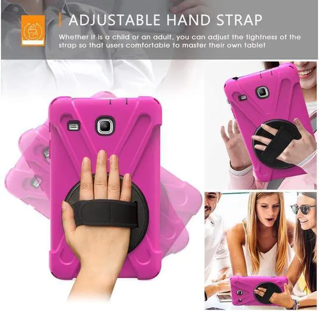 Alt view image 2 of 6 - BONAEVER For Samsung Galaxy Tab E 8.0 Case Model SM-T375 SM-T377 SM-T378 Shockproof Protective Cover with Stand and Strap Shoulder Strap