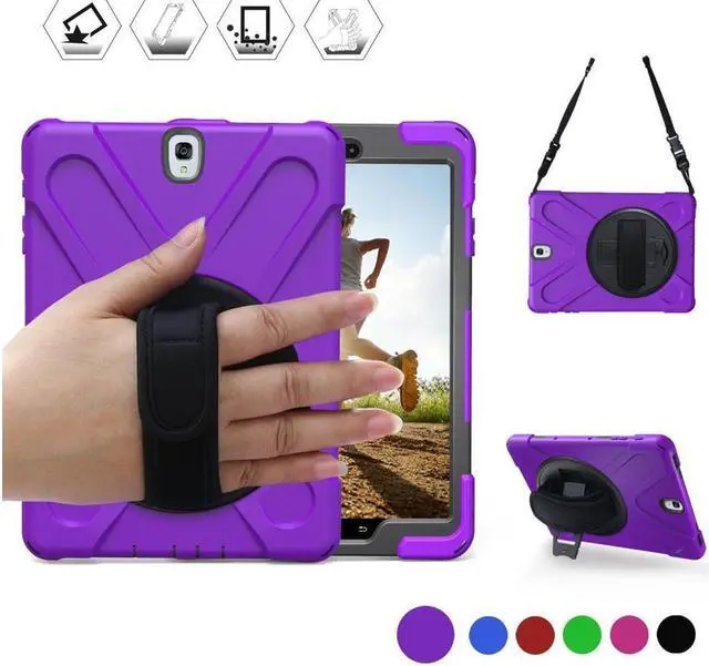 Main image of BONAEVER For Samsung Galaxy Tab S3 9.7 inch Case Model SM-T820 T825 T827 Protective Silicone Cover with Stand andandle H Grip Shoulder Strap
