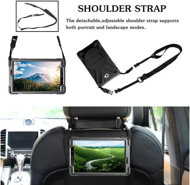 Alt view image 3 of 3 - BONAEVER For Samsung Galaxy Tab A 10.1 inch 2016 Case Model SM-T580 T585 T587 Protective Cover with H Grip Shoulder Strap & 360 Degree Stand