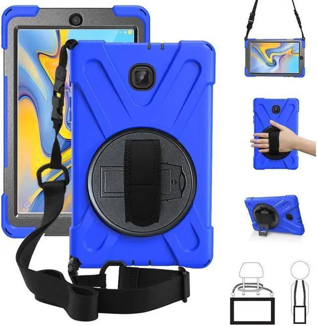 Main image of BONAEVER For Samsung Galaxy Tab A 8.0 inch 2018 Case Model SM-T387 Shockproof Cover with Stand and le Strap+ Shoulder Strap
