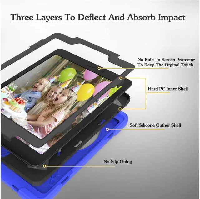 Alt view image 7 of 7 - BONAEVER For Samsung Galaxy Tab A 8.0 inch 2018 Case Model SM-T387 Shockproof Cover with Stand and le Strap+ Shoulder Strap