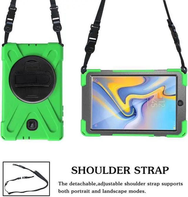 Alt view image 7 of 7 - BONAEVER For Samsung Galaxy Tab A 8.0 inch 2018 Case Model SM-T387 Shockproof Cover with Stand and le Strap+ Shoulder Strap