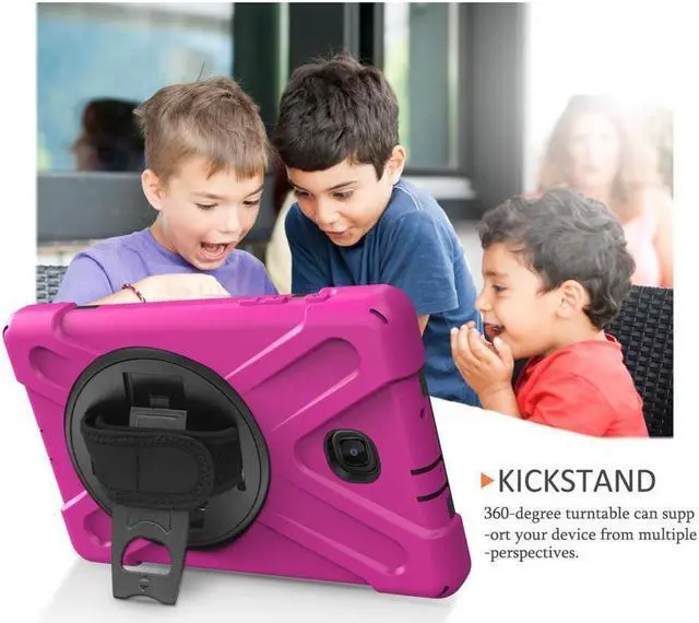 Alt view image 3 of 7 - BONAEVER For Samsung Galaxy Tab A 8.0 inch 2018 Case Model SM-T387 Shockproof Cover with Stand and le Strap+ Shoulder Strap