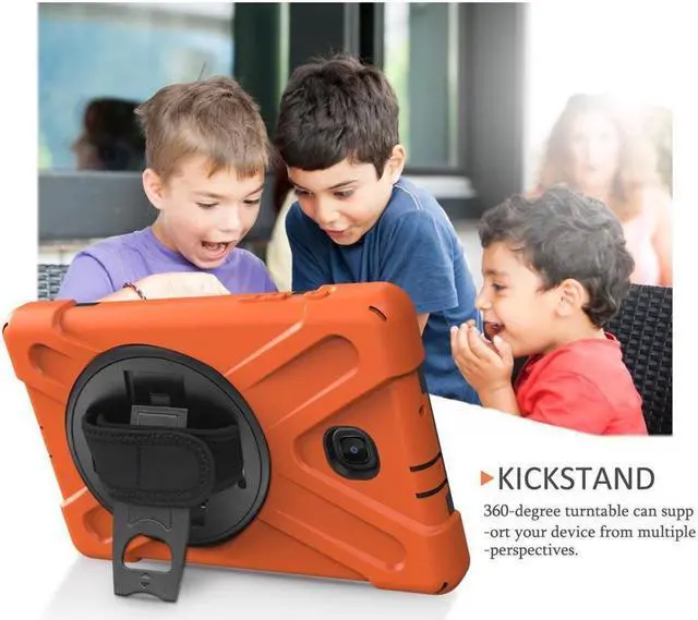 Alt view image 3 of 7 - BONAEVER For Samsung Galaxy Tab A 8.0 inch 2018 Case Model SM-T387 Shockproof Cover with Stand and le Strap+ Shoulder Strap