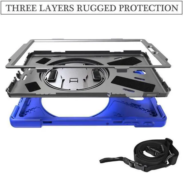 Alt view image 6 of 7 - BONAEVER For Samsung Galaxy Tab S4 10.5 inch 2018 Case Model SM-T830/T835/T837 ShockProof Cover with 360 Degree Stand and /Hand Strap/Shoulder Strap