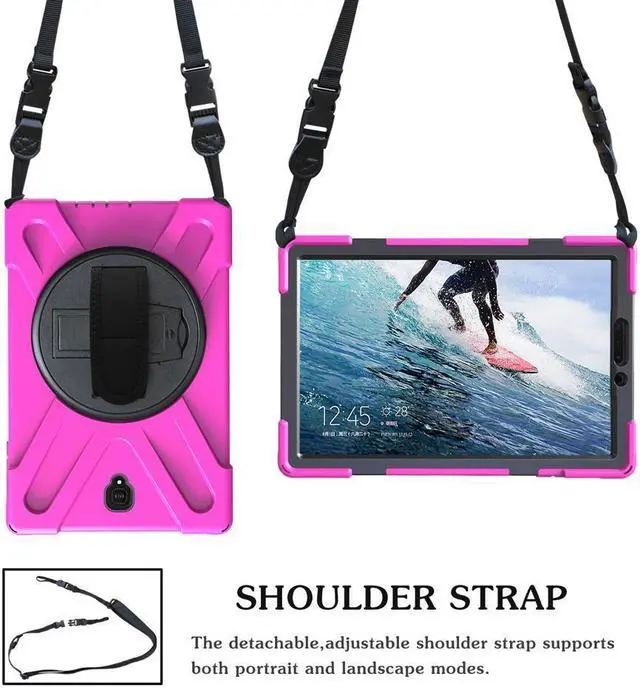 Alt view image 6 of 7 - BONAEVER For Samsung Galaxy Tab S4 10.5 inch 2018 Case Model SM-T830/T835/T837 ShockProof Cover with 360 Degree Stand and /Hand Strap/Shoulder Strap