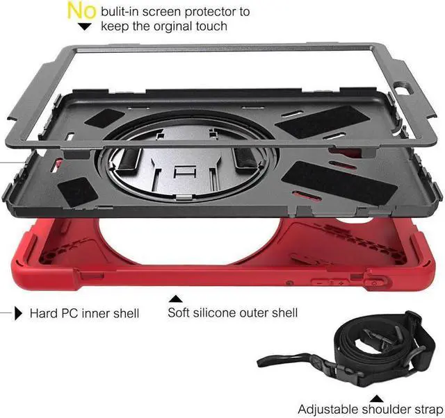 Alt view image 5 of 7 - BONAEVER For Samsung Galaxy Tab A 10.5 inch Case 2018 Model SM-T590 / SM-T595 / SM-T597 Shockproof Protective Cover with Stand and & Shoulder Strap