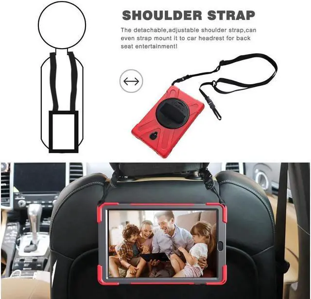 Alt view image 4 of 7 - BONAEVER For Samsung Galaxy Tab A 10.5 inch Case 2018 Model SM-T590 / SM-T595 / SM-T597 Shockproof Protective Cover with Stand and & Shoulder Strap