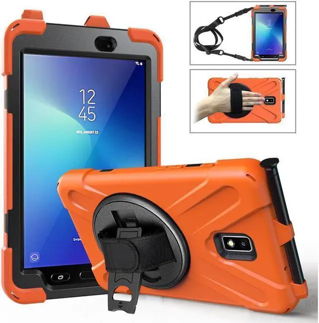 Main image of BONAEVER Case for Samsung Galaxy Tab Active 2 8.0 inch 2017 SM-T390 T395 T397 Protective Cover with Pen Holder with Stand and & Shoulder Strap