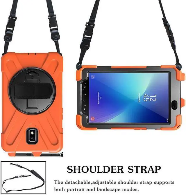 Alt view image 2 of 7 - BONAEVER Case for Samsung Galaxy Tab Active 2 8.0 inch 2017 SM-T390 T395 T397 Protective Cover with Pen Holder with Stand and & Shoulder Strap