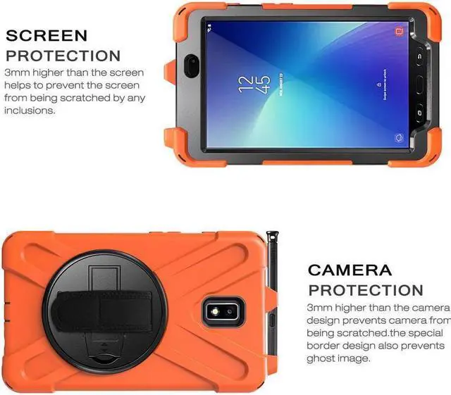 Alt view image 6 of 7 - BONAEVER Case for Samsung Galaxy Tab Active 2 8.0 inch 2017 SM-T390 T395 T397 Protective Cover with Pen Holder with Stand and & Shoulder Strap