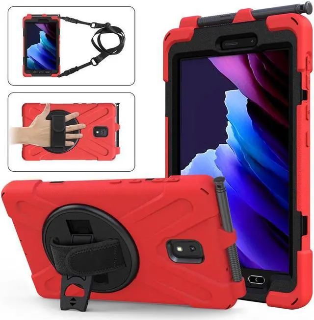 Main image of BONAEVER For Samsung Galaxy Tab Active 3 8.0 inch 2020 Case Model SM-T570 SM-T575 SM-T577 Shockproof Cover with Pencil Holder Stand and le & Shoulder Strap