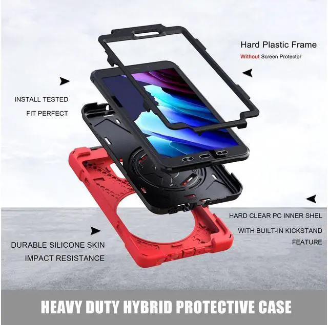 Alt view image 6 of 7 - BONAEVER For Samsung Galaxy Tab Active 3 8.0 inch 2020 Case Model SM-T570 SM-T575 SM-T577 Shockproof Cover with Pencil Holder Stand and le & Shoulder Strap