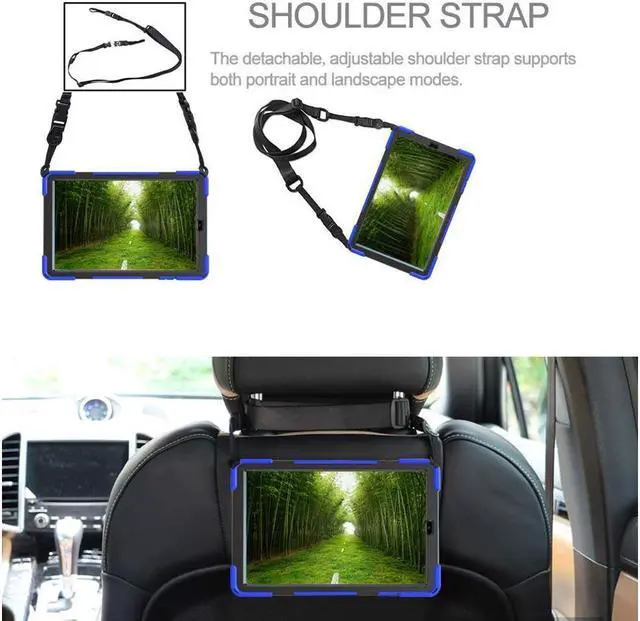 Alt view image 4 of 7 - BONAEVER For Samsung Galaxy Tab A 10.1 inch 2019 Case Model SM-T510 T515 T517 Shockproof Protective Cover with Hand Strap Stand Shoulder Strap