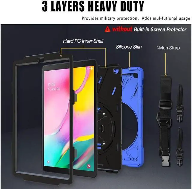 Alt view image 7 of 7 - BONAEVER For Samsung Galaxy Tab A 10.1 inch 2019 Case Model SM-T510 T515 T517 Shockproof Protective Cover with Hand Strap Stand Shoulder Strap
