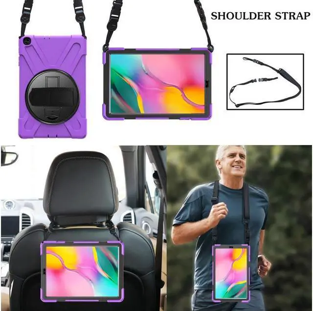 Alt view image 3 of 7 - BONAEVER For Samsung Galaxy Tab A 10.1 inch 2019 Case Model SM-T510 T515 T517 Shockproof Protective Cover with Hand Strap Stand Shoulder Strap
