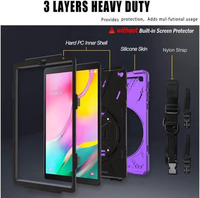 Alt view image 6 of 7 - BONAEVER For Samsung Galaxy Tab A 10.1 inch 2019 Case Model SM-T510 T515 T517 Shockproof Protective Cover with Hand Strap Stand Shoulder Strap