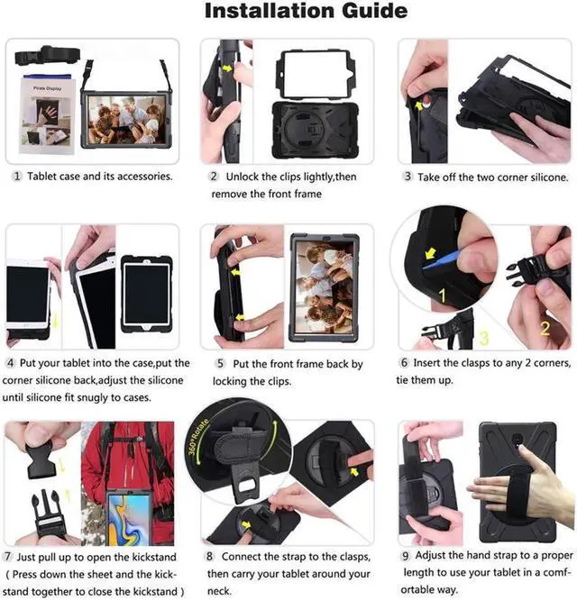 Alt view image 7 of 7 - BONAEVER For Samsung Galaxy Tab A 10.1 inch 2019 Case Model SM-T510 T515 T517 Shockproof Protective Cover with Hand Strap Stand Shoulder Strap