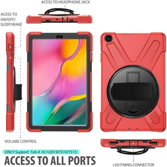 Alt view image 5 of 7 - BONAEVER For Samsung Galaxy Tab A 10.1 inch 2019 Case Model SM-T510 T515 T517 Shockproof Protective Cover with Hand Strap Stand Shoulder Strap