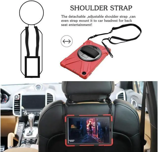 Alt view image 4 of 7 - BONAEVER For Samsung Galaxy Tab A 10.1 inch 2019 Case Model SM-T510 T515 T517 Shockproof Protective Cover with Hand Strap Stand Shoulder Strap