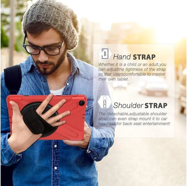Alt view image 7 of 7 - BONAEVER For Samsung Galaxy Tab A 10.1 inch 2019 Case Model SM-T510 T515 T517 Shockproof Protective Cover with Hand Strap Stand Shoulder Strap