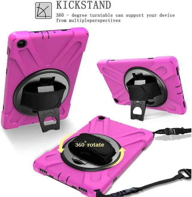 Alt view image 2 of 7 - BONAEVER For Samsung Galaxy Tab A 10.1 inch 2019 Case Model SM-T510 T515 T517 Shockproof Protective Cover with Hand Strap Stand Shoulder Strap